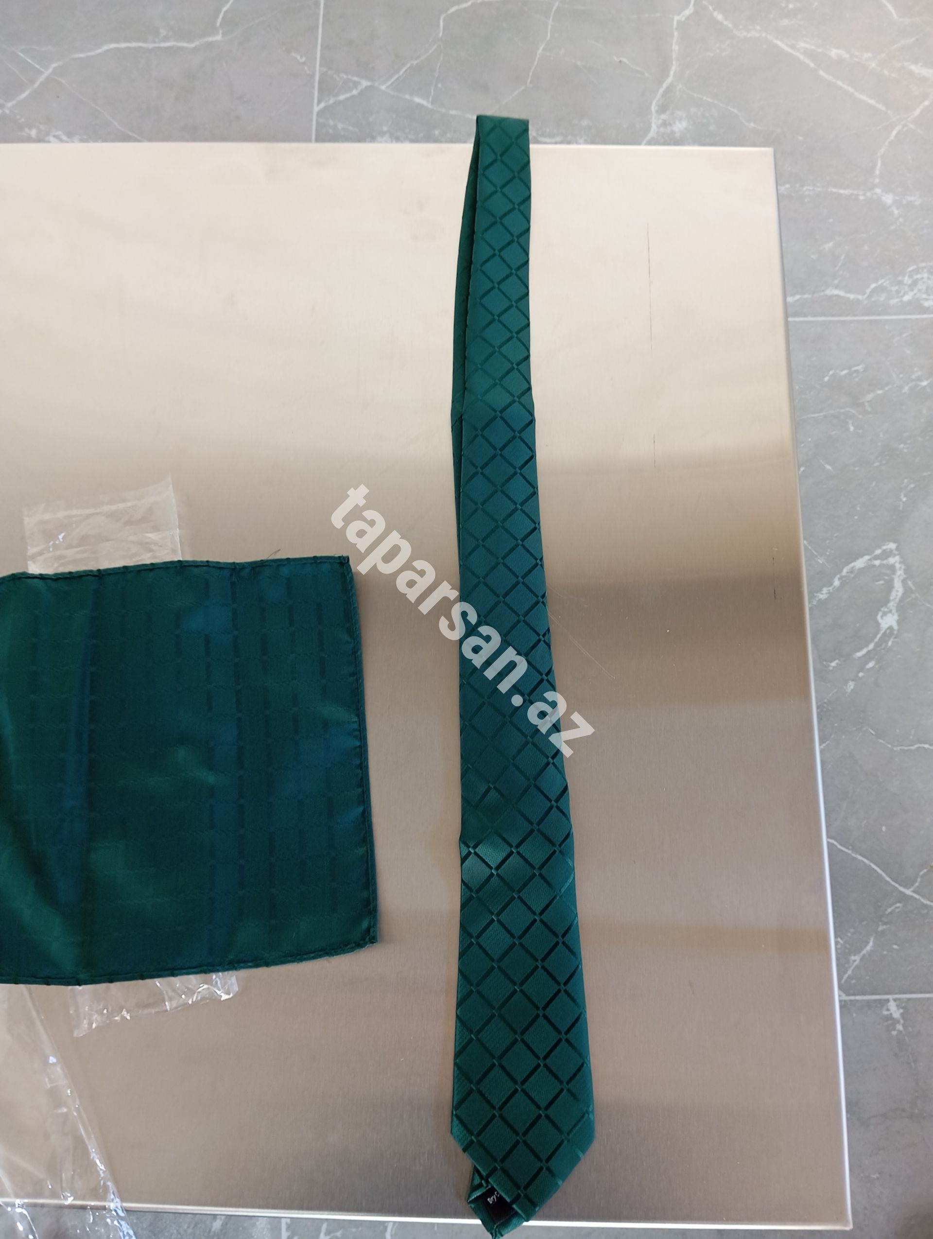 Yaşıl İpək Qalstuk və Cib Yaylığı